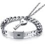 Love Lock Bracelet and Necklace key Pendant Collar Bangle His and Her Gifts for Couples(Silvery)
