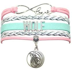 Wolf Bracelet Jewelry - HHHbeauty Leather Infinity Love Wolf Gifts Wolf Jewelry Bracelet Gifts For Women, Girls, Men, Boys, Wolf Lovers Popular Wolf Lover Gifts