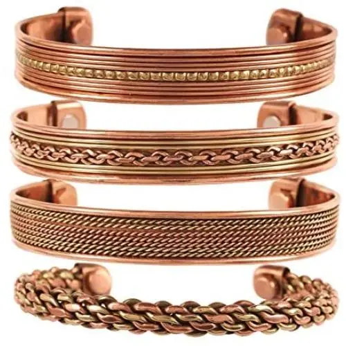 Touchstone Indian Three Metal Copper Brass Peace Healing Chakra Yoga Meditation Mantra Jewelry Bracelet for Women and Men.