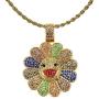 Nsitbbuery Hip Hop 18K Gold Plated Turn Sunflower Tag Pendant Iced Out Crystal Necklace