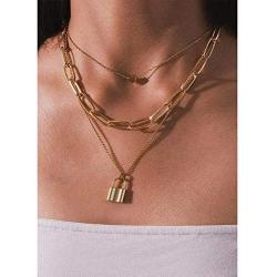 CLASSYZINT Lock Necklaces for Women Cute Padlock Necklaces Chain Necklaces with Lock Pendant Lock and Key Jewelry