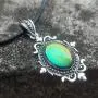 Mood Stone in Antique Sterling Silver Finish Gothic Flower Pattern Pendant Magic Color Change Leather Necklace Mood Necklace Mood Stone in Antique Sterling Silver Finish Gothic Flower Pattern Pendant Magic Color Change Leather Necklace Mood Necklace