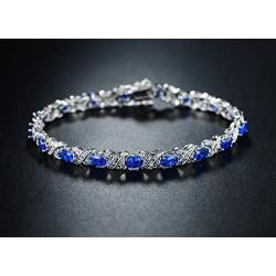 Barzel Gold, White Gold Plated or Rose Gold Plated Created-Gemstones Tennis Bracelet