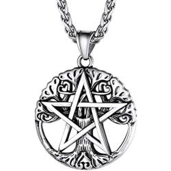 PROSTEEL Stainless Steel Tetragrammaton Pentacle Necklace, Eliphas Levis Pentagram, Men Women Amulet Statement Jewelry, Wiccan Magical Star Satanism Pendant Necklace, Come Gift Box