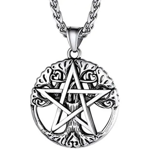 PROSTEEL Stainless Steel Tetragrammaton Pentacle Necklace, Eliphas Levis Pentagram, Men Women Amulet Statement Jewelry, Wiccan Magical Star Satanism Pendant Necklace, Come Gift Box