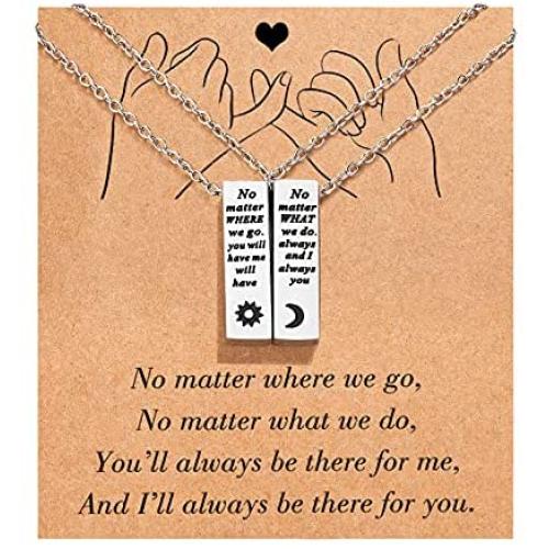 UNGENT THEM Magnetic Couples Necklaces Engraved Simple Relationship Friendship Stainless Steel Necklace Set for Women Men Him Her Best Friends Lover 2pcs