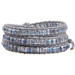 KELITCH Natural Agate Crystal Beads Woven 3 Wrap Bracelet Handmade Fashion Jewelry