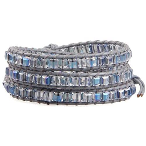 KELITCH Natural Agate Crystal Beads Woven 3 Wrap Bracelet Handmade Fashion Jewelry