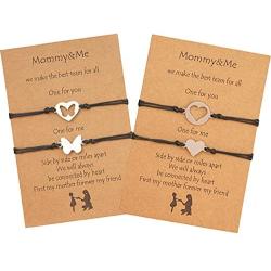 Nanafast 4-6 PCS Mother Daughter Bracelets Adjustable Heart Matching Bracelets Set Mommy and Me Bracelets Gifts for Mother’s Day Birthday Christmas