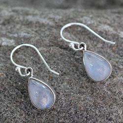 NOVICA Rainbow Moonstone and .925 Sterling Silver Dangle Teardrop Earrings, Luminous Light