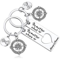 Ralukiia Best Friend Keychains for 2, No Matter What No Matter Where Compass Key Chain, Promise Pinky Graduation Gifts for BFF, Couples Long Distance Relationships Friends Going Away Gift