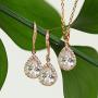 A+O Mother of the bride Gift Drop Earrings or Jewelry set in Silver, Yellow Gold, Rose Gold