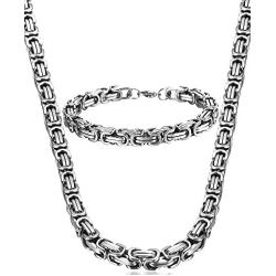 Jstyle Stainless Steel Male Chain Necklace Mens Bracelet Jewelry Set, 8mm Wide, 8.5 Inch Bracelet