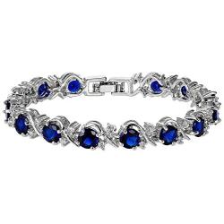 RIZILIA Blossom Tennis Bracelet & Round Cut CZ [6 Colors Available] in White Gold Plated, 7''