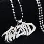 U/K GNAYY31 Mens Necklace ICP Twiztid Script Logo Polished Stainless Steel Pendant Charms w/30 inch Ball Chain