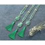 Top Plaza Reiki Healing Crystal Stone Pendant Necklace Long Tassel Beads Necklaces Gemstone Quartz Jewelry for Womens Girls