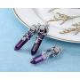 CrystalTears Silver Flower Wrapped Natural Crystal Stone Necklace Hexagonal Crystal Point Gemstone Pendant Necklace Jewelry for Women Girls
