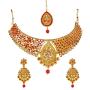Bindhani Indian Jewelry Bollywood Style Wedding Bridal Bridemaids Gold Plated Kundan Choker Necklace Earrings Tikka Jewellery Set for Women