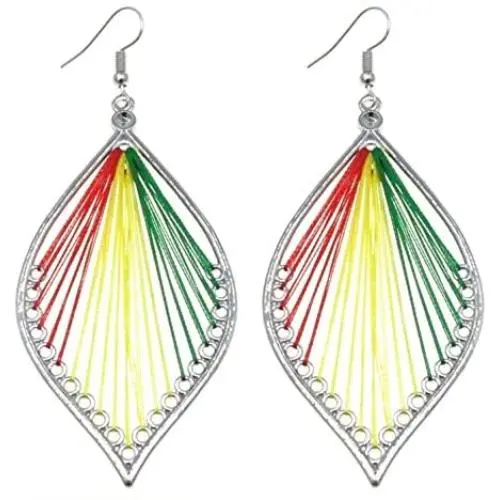 Best Wing Jewelry Red Green Yellow Rasta Dangle Earrings