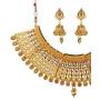 Crunchy Fashion Bollywood Style Traditional Indian Wedding Jewelry Necklace Earring with Maang Tikka Set for Women Girls
