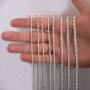 Authentic Solid Sterling Silver Rope Diamond-Cut Braided Twist Link .925 ITProLux Necklace Chains 1MM - 5MM, 16'' - 30'', Made in Italy, Men & Women