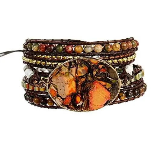 Plumiss Boho Handmade Imperial Jasper Bracelets Natural Stone Crystal Hematite Mixed Beaded Strand Bracelet Plumiss Boho Handmade Imperial Jasper Bracelets Natural Stone Crystal Hematite Mixed Beaded Strand Bracelet