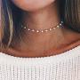 Hermashy Boho Choker Necklace Gold Short Necklaces Chain Opal Jewelry Adjustable for Women and Girls