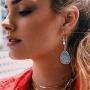 Vintage Ethnic New Big Fan shape Bronze Indian Earrings Set For Women Bohemian Tassel Shell beads Teardrop Geometric Triangle Drop Earring Jewelry 6 pcs
