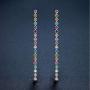 ECBERIE Long Gold Plated Ear Stud Colored Rhinestones Dangle Drop Tessel Earrings Crystal Jewelry Gifts for Women Girls