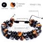 Upgrade 8MM Lava Rock Tiger Eye Bracelet Adjustable Bead Bracelet Yoga Stone Beads Bracelets 7 Chakra Bracelet Healing Stress Relief Anxiety Bracelets for Women Men crystals and healing stones