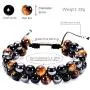 Upgrade 8MM Lava Rock Tiger Eye Bracelet Adjustable Bead Bracelet Yoga Stone Beads Bracelets 7 Chakra Bracelet Healing Stress Relief Anxiety Bracelets for Women Men crystals and healing stones