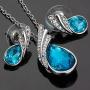 RIZILIA Teardrop Jewelry Set Pendant with 17'' Chain & Stud Earrings Pear Cut Austrian Crystal in White Gold Plated