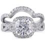 DovEggs Sterling Silver Center 2ct 7.5X7.5mm G-H-I Color Cushion Cut Created Moissanite Halo Engagement Ring Bridal Set 2 Pieces
