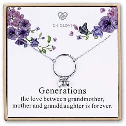 CHICLOVE Generation Necklace - Grandmother Mother Daughter Necklaces - Family Necklace - Grandma Gift - Mother Daughter Necklace - mom Daughter Jewelry