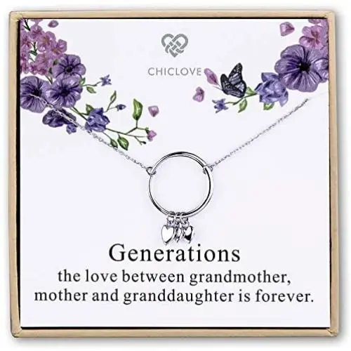 CHICLOVE Generation Necklace - Grandmother Mother Daughter Necklaces - Family Necklace - Grandma Gift - Mother Daughter Necklace - mom Daughter Jewelry CHICLOVE Generation Necklace - Grandmother Mother Daughter Necklaces - Family Necklace - Grandma Gift - Mother Daughter Necklace - mom Daughter Jewelry