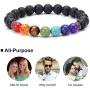 TASBERN Lava Rock Bracelet 7 Chakras Beaded Aromatherapy Essential Oil Diffuser Bracelet Natural Stone Yoga Beads Bracelet Adjustable
