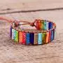 YGLINE Handmade Wrap Bracelet Turquoise, Jasper & Amazonite Natural Stones Leather Charm 5 Strands Boho Bracelet