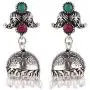Efulgenz Boho Vintage Antique Ethnic Gypsy Indian Oxidized Silver Crystal Cubic Zirconia Bridal Necklace Earrings Jewelry Set
