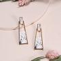 BONALUNA Bohemian Wood And Marble Effect Oblong Shaped Drop Statement Earrings