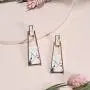 BONALUNA Bohemian Wood And Marble Effect Oblong Shaped Drop Statement Earrings BONALUNA Bohemian Wood And Marble Effect Oblong Shaped Drop Statement Earrings