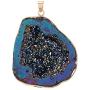 CXD-GEM Natural Agate Titanium Coated Crystal Geode Drusy Gemstone Pendant for Women Hand-Wrapped Pendant for Jewelry