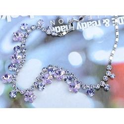 Alilang Womens Swarovski Crystal Purple Hibiscus Flower Drop Earring Necklace Statement Jewelry Set