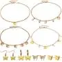 Hicarer 4 Set Butterfly Necklace Earrings Kit Adjustable Butterfly Chain Necklace Gold Butterfly Earrings for Women Hicarer 4 Set Butterfly Necklace Earrings Kit Adjustable Butterfly Chain Necklace Gold Butterfly Earrings for Women