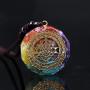 Sinymilk Luminous Glow in The Dark Orgonite Sri Yantra Sacred Geometry Chakra Energy Necklace Meditation Jewelry