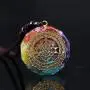 Sinymilk Luminous Glow in The Dark Orgonite Sri Yantra Sacred Geometry Chakra Energy Necklace Meditation Jewelry