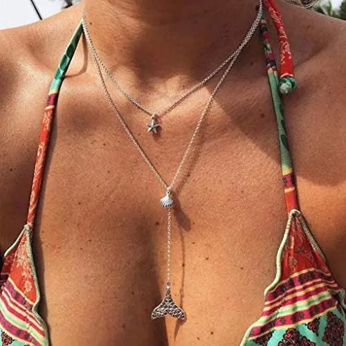 Yalice Layered Boho Starfish Necklace Chain Shell Y Necklaces Silver Jewelry for Women and Girls Yalice Layered Boho Starfish Necklace Chain Shell Y Necklaces Silver Jewelry for Women and Girls
