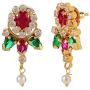 Efulgenz Indian Bollywood 14 K Gold Plated Cubic Zirconia Faux Ruby Pearl Choker Necklace Earring Bridal Jewelry Set