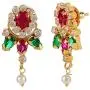 Efulgenz Indian Bollywood 14 K Gold Plated Cubic Zirconia Faux Ruby Pearl Choker Necklace Earring Bridal Jewelry Set