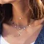 Ckecharfa Boho Layered Star Necklaces Silver Moon Pendant Necklace Crystal Choker Neck Chain Summer Beach Jewelry Accessories for Women and Girls