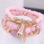 NSLS 5 Sets Boho Bracelets for Women Multilayer Stackable Sparkly Crystal Beaded Stretch Bracelets Set for Teen Girls Bead Bracelet Jewelry Set
